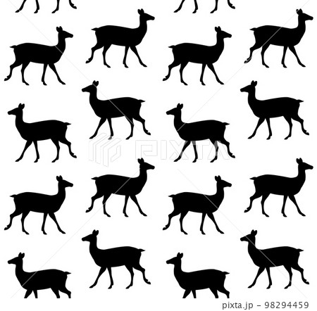 Vector seamless pattern of hand drawn flat deer 98294459