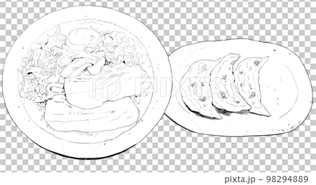 0404_monochrome illustrations of ramen and dumplings 0404_monochrome illustrations of ramen and dumplings 98294889