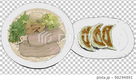 0406_ Ramen and gyoza color illustration 2 98294891