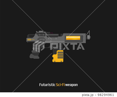 Futuristic Sci-Fi Pistol flat vector. Weapon. Gun. 98294961