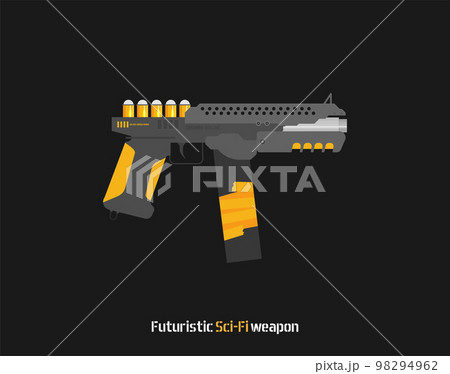 Futuristic Sci-Fi Pistol flat vector. Weapon. Gun. 98294962