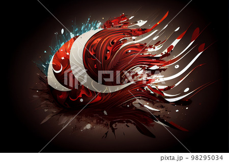 Close up of Turkey banner blowing, soft and smooth silk. Cloth fabric texture ensign background. 98295034
