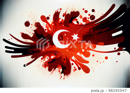 Close up of Turkey banner blowing, soft and smooth silk. Cloth fabric texture ensign background. 98295047