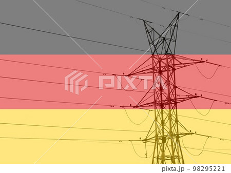 High voltage post or High voltage tower with German flag 98295221