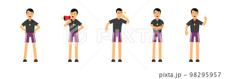 Fitness Trainer and Gym Coach with Whistle Vector Set 98295957