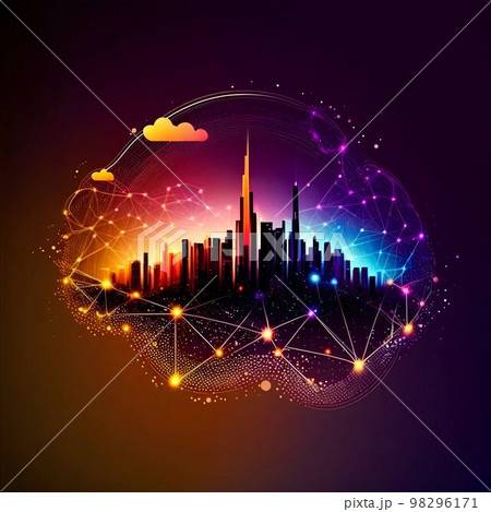 Future technology cyber night city  98296171