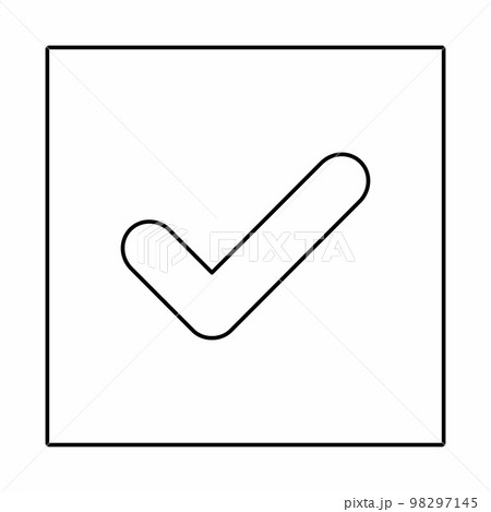 Check marks, Tick marks, Accepted, Approved, Yes, Correct, Ok, Right Choices, Task Completion, Voting. - vector mark symbols. Black outline design. Isolated icon. 98297145