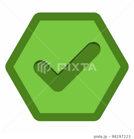 Check marks, Tick marks, Accepted, Approved, Yes, Correct, Ok, Right Choices, Task Completion, Voting. - vector mark symbols in green. Isolated icon. 98297223