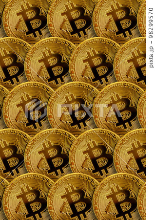 Pattern of many golden bitcoins. Cryptocurrency mining concept 98299570