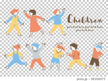 踊る子どもや体操する子ども_色 98300075
