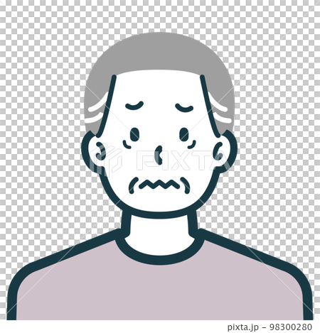 Bust shot of a scared plainclothes senior man Bust shot of a scared plainclothes senior man 98300280