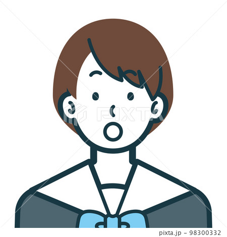 びっくりしている女子高校生のバストショット2 98300332