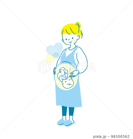 出産が待ち遠しい若い妊婦のベクターイラスト素材 98300562