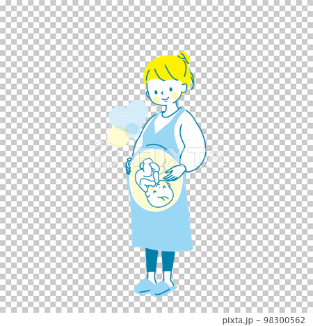 出産が待ち遠しい若い妊婦のベクターイラスト素材 98300562