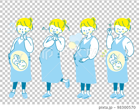 年輕孕婦的面部表情插圖集 98300570