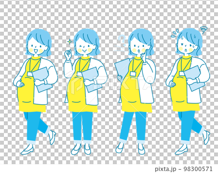 働く妊婦さんの表情イラストセット 98300571