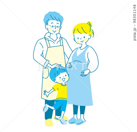 出産が待ち遠しい家族のベクターイラスト素材 98301148