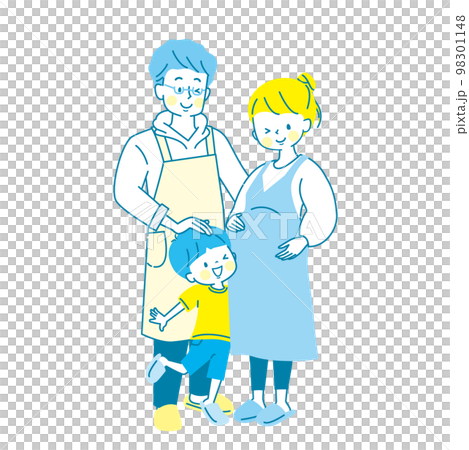 出産が待ち遠しい家族のベクターイラスト素材 98301148