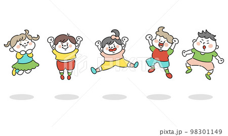 ジャンプするかわいい子供たちのイラスト素材 98301149