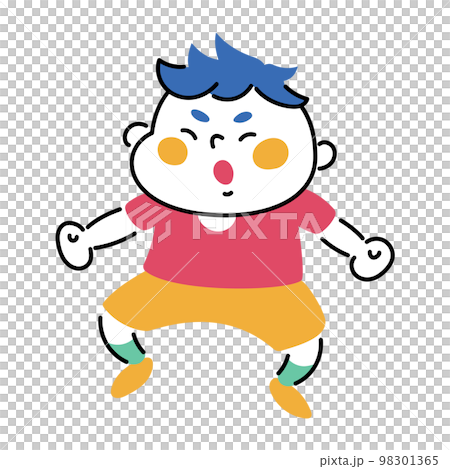 一個可愛的男孩跳躍的插圖素材 98301365