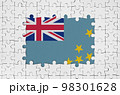 Tuvalu flag in frame of white puzzle pieces with missing central part 98301628
