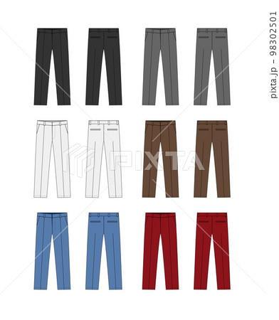 ビジネススーツズボン (パンツ) ベクターテンプレートイラストセット ( 前面・背面)  98302501