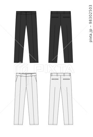 ビジネススーツズボン (パンツ) ベクターテンプレートイラストセット ( 前面・背面)  98302503