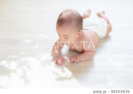 影が気になる赤ちゃん　好奇心　興味 98302636