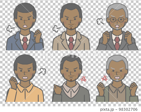 怒る黒人男性の上半身セット 98302706