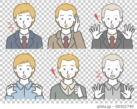 驚く白人男性の上半身セット 98302740