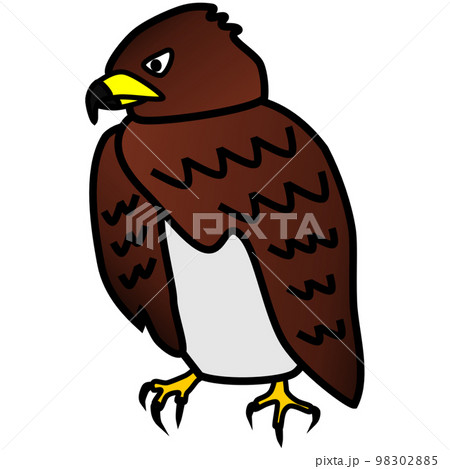 ポップで可愛くも目力が鋭い鷹のイラスト 98302885