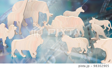 The animal wood plate on dan background 3d rendering 98302905