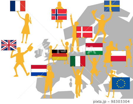 ヨーロッパの国々が国旗を掲げて平和を願う。 ヨーロッパの国々が国旗を掲げて平和を願う。 98303304