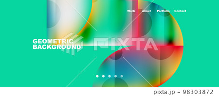 Metallic shiny fluid colors with geometric elements. Geometric abstract background for Wallpaper, Banner, Background, Card, Book Illustration, landing page 98303872