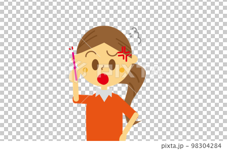 Illustration of a woman calling with an angry face 98304284
