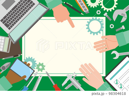 機械メンテナンスミーティングのフレームイラスト 98304618