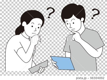 資料を見て考えている男女の医療従事者 98304892