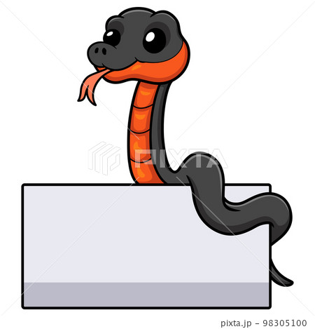 Cute copperbelly water snake cartoon with blank sign 98305100