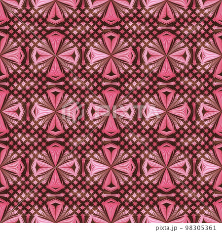 幾何学的な模様のシームレスパターン、星と花の背景イラスト、星と花のリピートパターン 幾何学的な模様のシームレスパターン、星と花の背景イラスト、星と花のリピートパターン 98305361