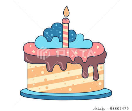 birthday cake with one candle. birthday food birthday cake with one candle. birthday food 98305479