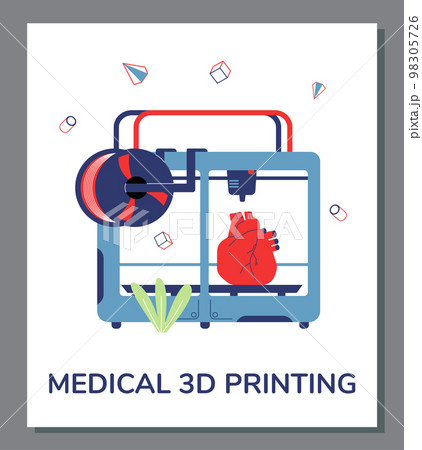 Medical 3D printing advertising poster, flat vector illustration. 98305726