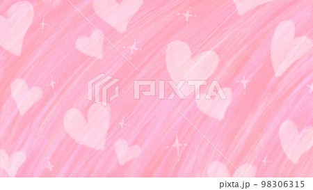 ゆめかわピンクの背景 ハートと質感のある模様 手描きイラスト ゆめかわピンクの背景 ハートと質感のある模様 手描きイラスト 98306315