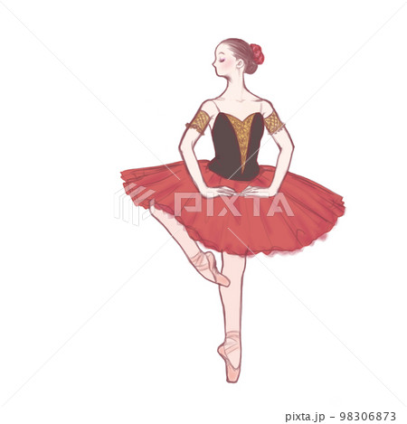 キトリの衣装で踊るバレエダンサーのイラスト素材 [98306873] - PIXTA