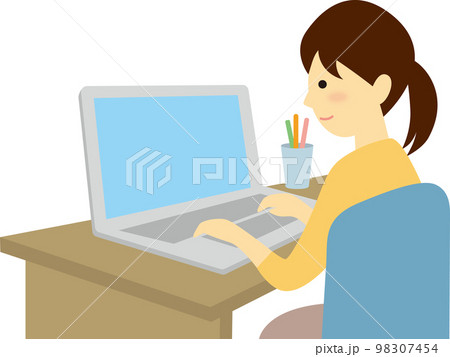 パソコン入力する女性 98307454