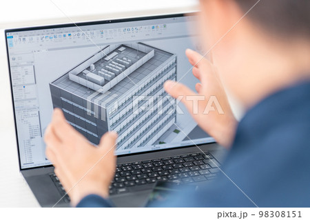 三次元CAD 立体的 3DCG 建築設計 プロジェクト 外観 ビジネスマン 三次元CAD 立体的 3DCG 建築設計 プロジェクト 外観 ビジネスマン 98308151