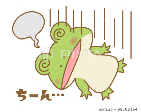 チーンと倒れこむカエル オノマトペ チーンと倒れこむカエル オノマトペ 98308164