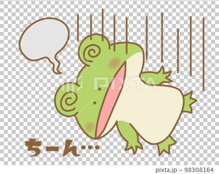 チーンと倒れこむカエル オノマトペ チーンと倒れこむカエル オノマトペ 98308164