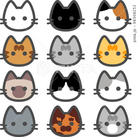猫の顔のアイコンセット 98308252