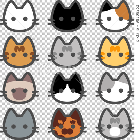 猫の顔のアイコンセット 98308252