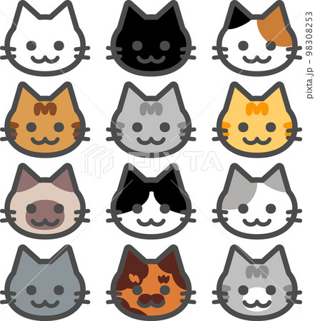 猫の顔のアイコンセット 98308253